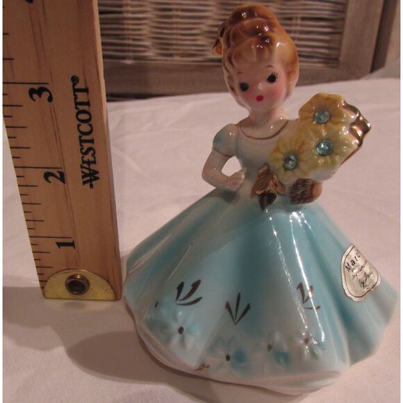 Josef originals birthstone girl figurine blue March aquamarine teal - Picture 8 of 8